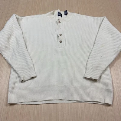 Vintage Gap 90s Y2K Sweater Henley Neck Ribbed Cotton Men’s Large - Image 1 of 4