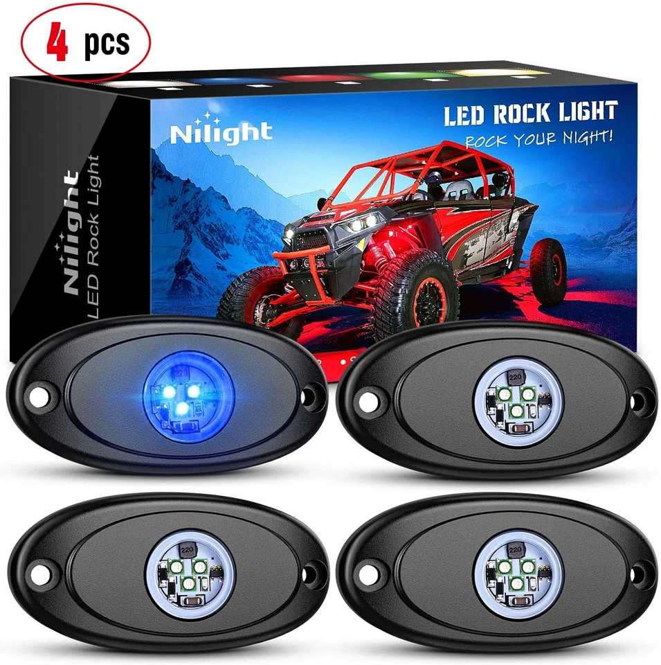 4x cápsulas LED luces de roca aptas para camiones todoterreno JEEP UTV ATV barco luz debajo de la carrocería Foto 1 de 4