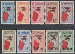 Frankreich Madagaskar 1942 - MH Briefmarken. Yvert Luftpost Nr.: 45/54... (EB) AR-06638 - Bild 1 von 2