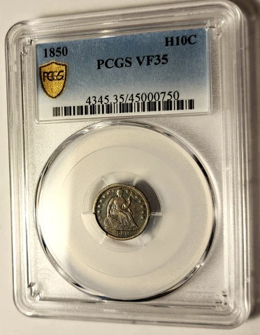 RARE 1850 SEATED LIBERTY HALF DIME 5C PCGS VF-35 GS Beautiful Rare Coin !!! Cover