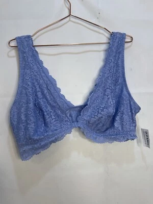 Sujetador bralette Old Navy para mujer talla 2X encaje azul floral cierre frontal Foto 1 de 4
