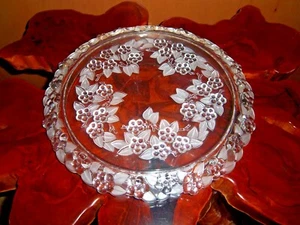 Kuchenplatte Platte Kristallklar Glas Mattierte Blätter! 3" Schön Dekorativ - Bild 1 von 4