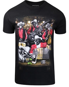 ShirtBANC Tragos Amargos Mexican Skeleton Mens Shirt Mariachi Band Tee - Picture 1 of 5