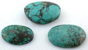 36.05 Carat Three Spiderweb Blue Turquoise Gem Cabochon Gemstone TA31/101423 - Picture 1 of 3