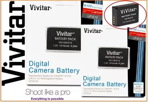 2 Pcs Hi Capacity Vivitar LP-E12 Li-Ion Battery Pack for Canon EOS M Rebel SL1 - Picture 1 of 2