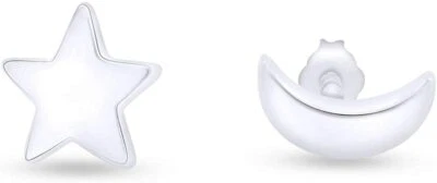 Серьги-гвоздики с символом асимметрии луны звезды чистое золото 10 карат - Изображение 1 из 3