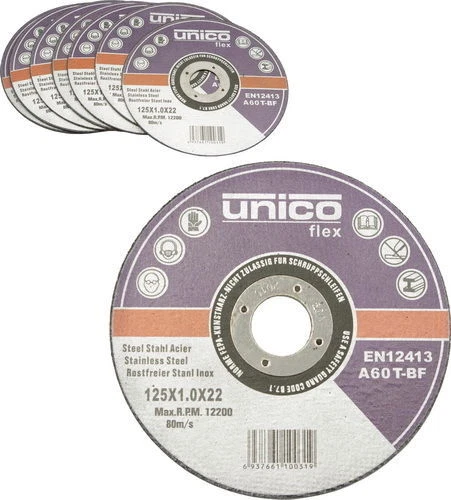 UNICO 50 Stück Trennscheiben Ø125 x 1mm Inox Edelstahl Metall Extradünn Flexscheiben
