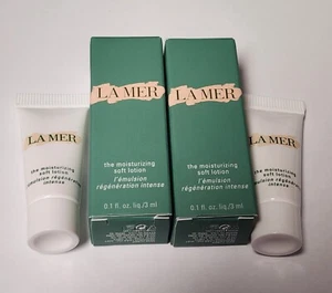 2x La Mer The Moisturizing Soft Lotion 0.1 Oz 3 ml Each Mini Deluxe Sample - Picture 1 of 2