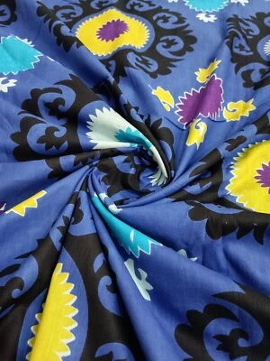 Tela de algodón con estampado Suzani estilo étnico 100 % tela de algodón puro por yarda d2 Foto 1 de 4