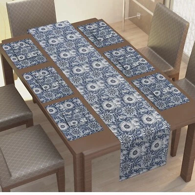 🔥Pure Cotton. Block Printed Jaipuri Placemats, Napkins And Table Runner. 13 PCs - Image 1 of 4