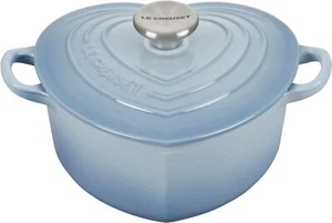 Pomello Le Creuset Cocotte D'amour 20 cm blu costiero argento 2 qt cuore ghisa - Foto 1 di 4