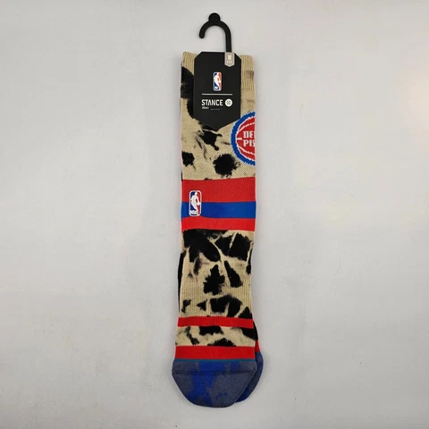 Detroit Pistons NBA Stance Crew Socks Medium 6-8.5 Acid Wash Logo Black Blue Red Cover