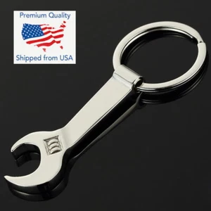 Adjustable Wrench Shape Keychain Smooth Silver Zinc Alloy Bottle Opener Beer Can - Picture 1 of 2