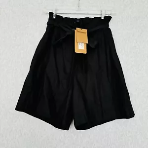 Princess Highway Womens Linen Blend Culotte Shorts Fabric Belt Black SIZE 8 New - Picture 1 of 11