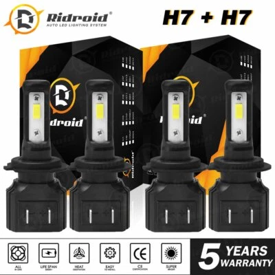 For Mercedes-Benz C250 C300 C350 H7 + H7 Combo Headlight High Low Beam LED Bulbs - Image 1 of 4