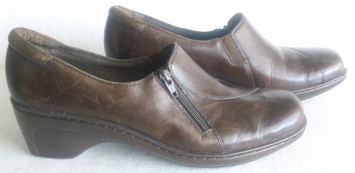 Mocassino donna Clarks in pelle marrone con cerniera laterale taglia 8 1 2 M