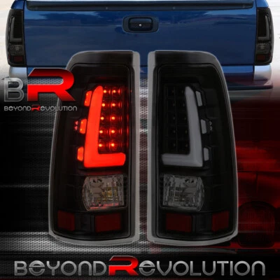 For 1999-2006 Silverado Sierra Black Housing Smoke LED Tube Tail Lights Lamp Set - Image 1 of 4