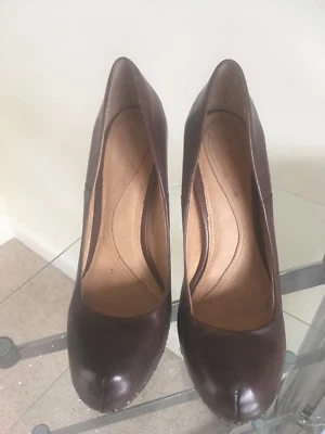 ALL SAINTS BROWN CIGARETTE HEEL STILETTOS STUDDED 4 (37) VGC. RRP £175 - Image 1 of 4