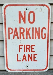 Vintage Metal Street Road Sign No Parking Fire Lane Man Cave Gas Oil Advertising - Picture 1 of 5