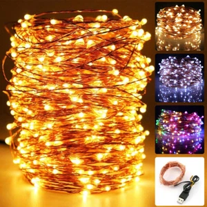 50-200 LED Copper Wire USB Plug In Micro String Fairy Lights Party Waterproof AU - Picture 1 of 15