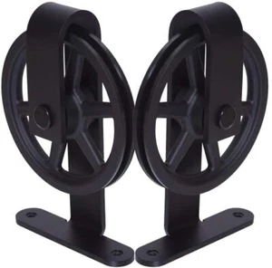 4-20FT Big Spoke Wheel Sliding Barn Door Hardware Kit For Single/Double Door - Picture 1 of 10