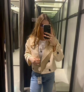 ZARA CROPPED ZWEIREIHIGE TRENCHJACKE BEIGE XS-XXL REF.8372/048 - Bild 1 von 6