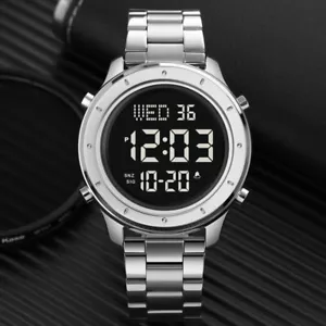 Mens Digital Watches Sports New Top Stainless Steel Waterproof Quartz Wristwatch - Picture 1 of 16