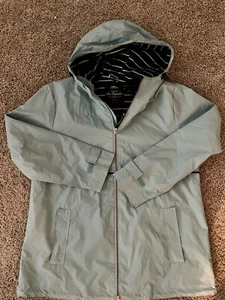 Charles River Apparel women Rain jacket XL Baby Blue Hooded W/ Stripe - Picture 1 of 4