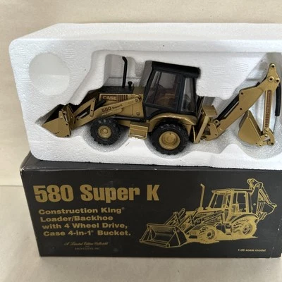 RARE Conrad Case 580 Super K Backhoe Loader 1:35 Gold NIB Made In Germany 1992 - Image 1 of 4