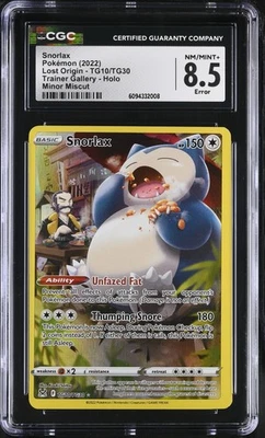 Snorlax TG10/TG30 Lost Origin Trainer Gallery - Holo CGC 8.5 Error Minor Miscut - Image 1 of 2