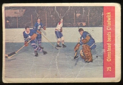 1957-58 Parkhurst #25 Olmstead Beats Chadwick Toronto Maple Leafs - Image 1 of 2