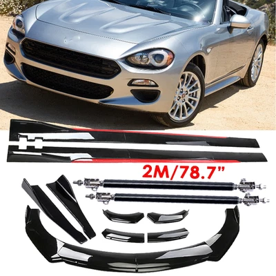 For Fiat 124 Spider Front Bumper Lip Splitter Glossy Black Red Body Kit Side Foto 1 de 4