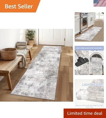 Alfombra Corredor 2x6 Pies Lavable Antideslizante Moderna Abstracta Gris Beige Alfombra Suelo Foto 1 de 4