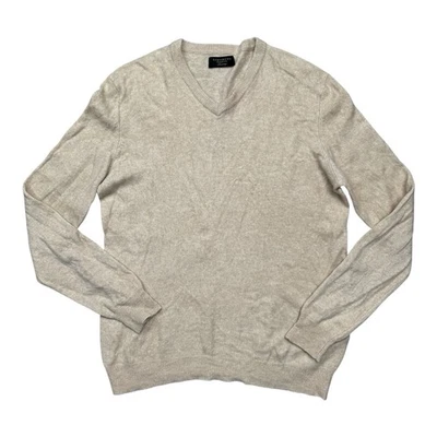 Suéter Club Room Lujo Cachemira Beige Para Hombre Grande Cuello en V Pullover Suave Clásico Foto 1 de 4