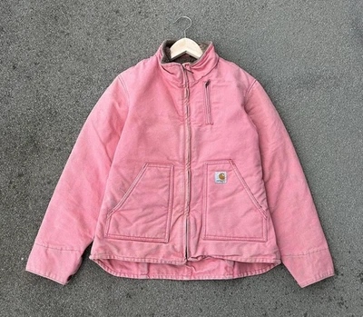Women's Carhartt Pink Sherpa Lined Zip Up Jacket Size XS WJ022 SBT Detroit EUC - Image 1 of 4