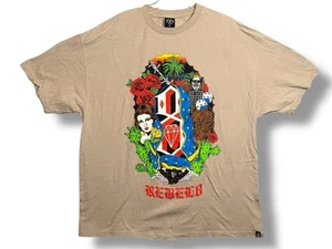 VTG Rebel 8 Logo Graphic Beige Tee T Shirt Y2K Skate Streetwear Men’s 3XL XXXL - Picture 1 of 9