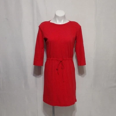 Vestido minimalista elegante diario Merona rojo cuello barco cordón cintura 100 % algodón Foto 1 de 4