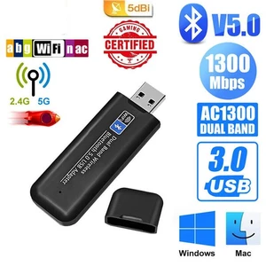 AC1300 USB 3.0 Wireless WiFi Netzwerk Receiver Adapter 5G Bluetooth 5.0Dual Band - Afbeelding 1 van 10