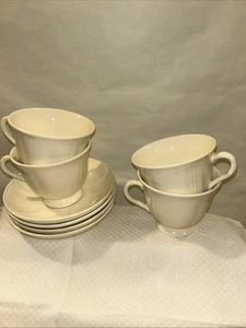 Wedgwood Etruria & Barlaston Cremeweiß Tassen & Untertassen (4) Queen Form - Bild 1 von 5