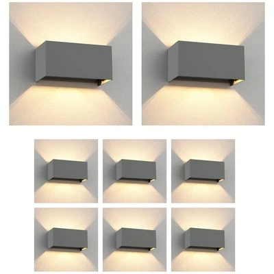 8x Wandleuchte CUBEL für außen IP65 Up-/Downlight grau matt eckig 2x G9 max. - Bild 1 von 4