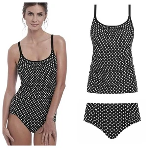 Fantasie Santa Monica Black Underwired High Waist Tankini Set UK 36DD Brief L/14 - Picture 1 of 6
