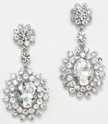 PENDIENTES ARAÑA GRUESOS CRISTAL TRANSPARENTE GRADUACIÓN NOVIA JOYERÍA FORMAL* Foto 1 de 3