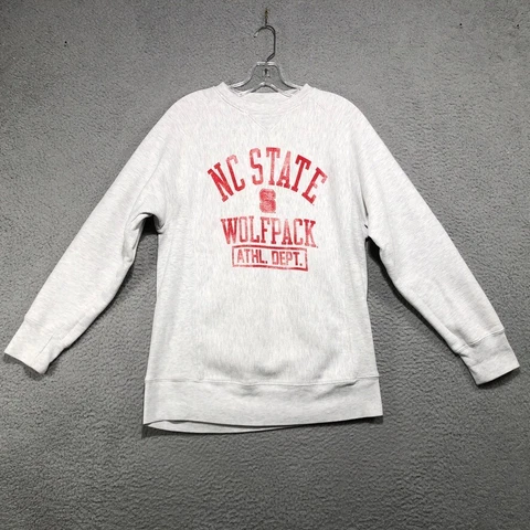 NC State Pullover Sweatshirt Wolfpack Logo Graphic Print Cotton Grey Mens Size M Cover