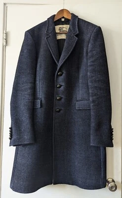 BURBERRY - Long blue wool blend coat - Sz 52 - Image 1 of 4