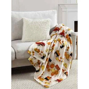 NWT HARVEST PUMPKIN PATCH VELVET PLUSH THROW BLANKET 50 X 60 - Picture 1 of 5