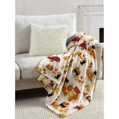 NWT HARVEST PUMPKIN PATCH VELVET PLUSH THROW BLANKET 50 X 60 - Image 1 of 4