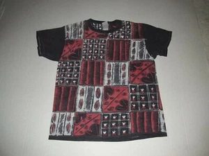 Vintage Fruit Of The Loom Heavy Cotton Abstract T Shirt Sz L Southwest All Over - Picture 1 of 6