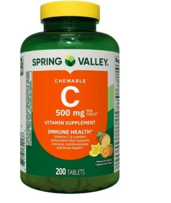 Spring Valley Vitamin C Chewable Tablets Supplement Tropical Fruit 500 mg 200 Ct - Image 1 of 4