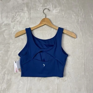 NWT Longline Low Impact Bra Back Cutout Blue Women's M Yoga Hiking Athleisure - Picture 1 of 8
