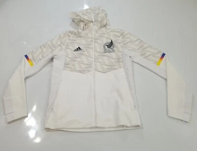 Adidas Mexico 22/23 Home Full-Zip Pregame Hoodie Jacket White IC4450 Men Size S - Image 1 of 4
